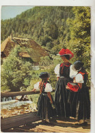 Im Schwarzwald Carte Circulée Timbrée Maman Et Ses 2 Enfants En Costume Du Pays - To Identify