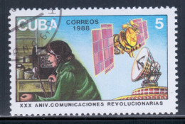 Cuba 1988 Mi# 3163 Used - Radio Rebelde, 30th Anniv.  / Space - North  America