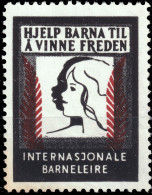 NORVÈGE / NORWAY -"HJELP BARNA TIL Å VINNE FREDEN" Stamp (Help The Children Win Peace) For Int'l Children Camps - No Gum - Vignetten (Erinnophilie)