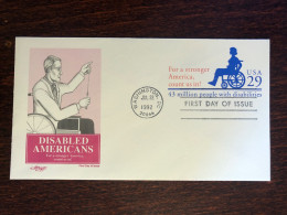 USA SPECIAL COVER AND CANCELLATION 1992 YEAR DISABLED PEOPLE HEALTH MEDICINE STAMPS - 1991-2000