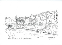 Autres Collections > Art & Antiquités > Moissac Quai De La Gendarmerie Dessin Encre Original De Bernard Le Beguec - Dessins