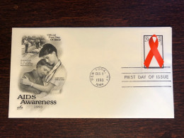 USA FDC COVER 1993 YEAR AIDS SIDA HEALTH MEDICINE STAMPS - 1991-2000