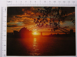 Sydney Opera House And Harbour Bridge, Silhouetted Against The Sunset - Sydney