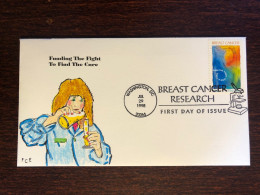 USA FDC COVER 1998 YEAR BREAST CANCER ONCOLOGY HEALTH MEDICINE STAMPS - 1991-2000