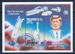 St. Vincent 1989 Mi# Block 73 Used - Launch Of Telstar II / Space - America Del Nord