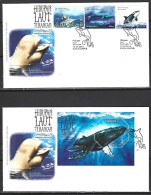 MALAISIE. N°1768-70 + BF 187 De 2015 Sur 2 Enveloppes 1er Jour. Baleine/Orque/Poisson-scie. - Ballenas