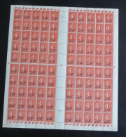 FRANCE - 1926 - N°YT. 220 - Type Semeuse Lignée 50c Sur 80c Rouge - Feuille Complète - Neuf Luxe** / MNH - Feuilles Complètes