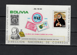 Bolivia 1976 Space, ITU, Telephone Centenary S/s MNH - América Del Sur