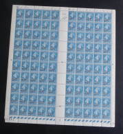 FRANCE - 1926 - N°YT. 217 - Type Semeuse Camée 25c Sur 30c Bleu - Feuille Complète - Neuf Luxe** / MNH - Feuilles Complètes