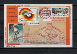 Bolivia 1980 Space, Apollo 11 Moonlanding, Zeppelin S/s MNH - Amérique Du Sud