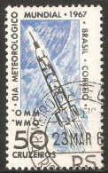Brazil 1967 Mi# 1128 Used - World Meteorological Day / Research Rocket / Space - Sud America