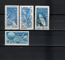 Brazil 1963/1969 Space, Rocket, Meteorology, EMBRATEL 4 Stamps MNH - Zuid-Amerika