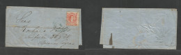 Argentina. 1871 (27 Jan) Chivilcoy - Buenos Aires. EL With Text, Fkd 5c Vermilion, Tied Blue Depart TPO. Scarce. - Otros & Sin Clasificación