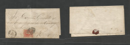 Argentina. 1875 (31 May) Rio Cuarto - Rosario. EL With Text, Fkd 5c Vermilion, Tied Grill, Cds Alongside. Fine Scarce Us - Autres & Non Classés