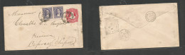 Argentina - Stationery. 1892 (14 Abr) Santa Fe - Cyprus, Kyneria (18 May) Via Buenos Aires - Italy (5 Dec) 8c Red Embose - Sonstige & Ohne Zuordnung