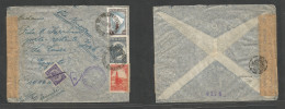 Argentina - Xx. 1945 (17 Jan) Buenos Aires - Egypt, Cairo. Air Censored Multifkd Env, Poste Restante, Arrival P. Due 5 M - Sonstige & Ohne Zuordnung