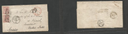 Belgium. 1869 (24 July) Bruxelles - USA, CT. Norwich Via "Boston PAID / Aug 7" Carried Via Ostende. EL With Text Fkd 40c - Andere & Zonder Classificatie