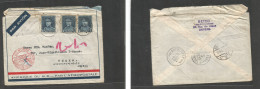 Belgium - Xx. 1934 (12 Apr) Anvers - Japan, Osaka. Air German Multifkd Envelope, At 3fr Rate + Red Air Cachet Via Berlin - Otros & Sin Clasificación
