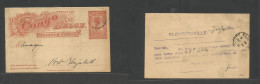 Belgian Congo. 1911 (7 Oct) Elisabethville - S. Africa, Port Elisabeth (14 Oct) 5c Red Stat Card. Scarce Type Fine Comer - Sonstige & Ohne Zuordnung