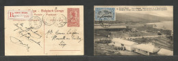 Belgian Congo. 1913 (5 Aug) Kafakumba - Belgium, Liege (15 Sept) Registered Fkd Reverse 10c Red Stationary Photo Postcar - Other & Unclassified