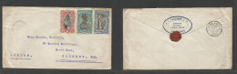 Belgian Congo. 1920 (6 Febr) KIKONDJA - London, UK. Multifkd Env At 50c Rate, Cancelled Cds. Reverse Transited Via Bukam - Sonstige & Ohne Zuordnung