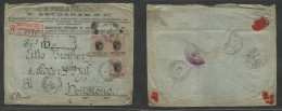 Brazil - Xx. 1908 (28 May) Porto Alegre - Hong Kong, China, Asia. Registered AR Multifkd Envelope At 2100 Reis Rate Via - Altri & Non Classificati