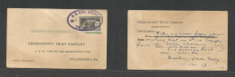 Brazil. 1926 (4 Aug) US Naval Mission To Brazil. Reply US Stationary 1c Green Jefferson + Adtl 300 Rs, Oval Lilac Ds Cac - Other & Unclassified