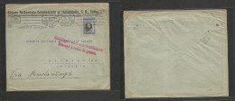 Bulgaria. 1914 (11 Sept) Sofia - Belgium, Harmignies Via Constantinople. Comercial Fkd Env, Reverse Roustouk Cds + Red S - Otros & Sin Clasificación