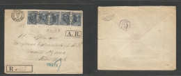 Chile. 1901 (6 Dec) Los Angeles - USA, NYC (10 Jan 1902) Registered AR Multifkd Envelope R + AR Labels, Bearing 5c Blue - Chili