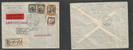 Chile - Xx. 1929 (1 May) Stgo - Germany, Berlin (15 May) Registered Air Multifkd Env Via French Acropostale, With Specia - Chili