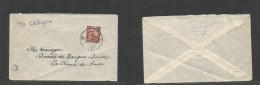 China - Xx. 1931 (6 Aug) Perfin, Shanghai - Switzerland, Chaux De Fonds 20c Rate Fkd Envelope, Tied Cds With "VIA CANADA - Andere & Zonder Classificatie