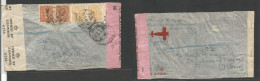 China - Xx. 1944 (23 March) Minhow, Foochow - Eire, Dublin. Air WWII Dual Censored Multifkd Reverse Envelope, Tied Arriv - Altri & Non Classificati