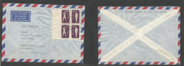 China - Prc. 1955 (27 Dec) Pekin - Germany, Romscheid. Air Multifkd Env Gym Issue Block Of Four, Central Cds. Fine And S - Autres & Non Classés