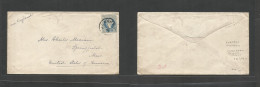 Czechoslovakia. 1870s. Austrian Postal Admin. Rhansko Hremsko, Bohemia - USA, Mass, Springfield. 10kr Blue Perf Fkd Env, - Otros & Sin Clasificación