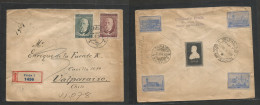 Czechoslovakia. 1930 (18 Febr) Prague - Chile, Valparaiso (22 March) South America. Registered Multifkd Env At 5 Kr Rate - Sonstige & Ohne Zuordnung