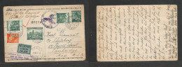 Czechoslovakia. 1940 (21 Aug) Prague - USA, Cambridge, Mass 60h Green Air Stat Card + 3 Adtl On Usage Air Transatlantic - Other & Unclassified