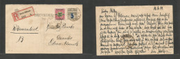 Denmark. 1919 (12 June) Reply Half Stat Card Proper Usage On Return To DK, Berlin, Germany - Glasvanket. Registered Fkd - Autres & Non Classés