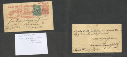 Dominican Rep. 1888 (5 Febr) Monte Christy - Germany, Weimar 2c Red Stat Card + 1c Adtl Tied Oval Germany American Packe - Dominicaanse Republiek