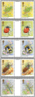 QE11 1985 Set Of 5 Gutter Pairs - Insects - SG 1277 - 1281 Unmounted Mint Hrd2a - Unused Stamps