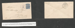 Dominican Rep. 1900 (12 May) Samana - Switzerland, Serrieres (2 June) 5c Blue Stat Env, Blue Grill Cds And Reverse. VF. - República Dominicana