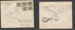 Dominican Rep. 1920 (17 May) 1920 Ovptd Issue. S. Domingo - Austria, Wien Via NYC. Registered Comercial Multifkd Env, At - Dominicaine (République)