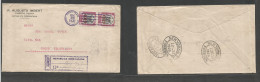 Dominican Rep. 1920 (23 Dic) Puerto Plata - Czechoslovakia, Tabol. Comercial Multifkd Registered Envelope At 10c Rate, R - República Dominicana