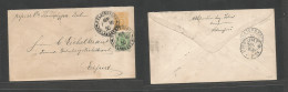 Finland. 1890 (1 July) Russian Postal Admin. Helsingfors - Erfurt, Germany (4 July) Via St. Petersburg. 20p Yellow Stati - Otros & Sin Clasificación