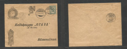 Finland. 1927 (12 March) Kuhmoinen - Hameenlina (14 March) Watch / Clock Illustrated Fkd Envelope. Arrival Cachet + Pmk. - Other & Unclassified