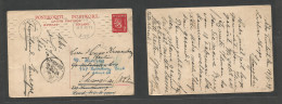 Finland. 1939 (19 May) Turku - China, Shanghai, Fwded Locally 2m Red Stat Card, Arrival Alongside + Cachet. Fine And Sca - Autres & Non Classés