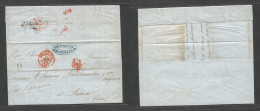 France. 1852 (12 Feb) Bordeux - Peru. Lima (4 April) EL With Text, Depart Red Cds + PO, Endorsed Via Panama + Reverse "V - Autres & Non Classés