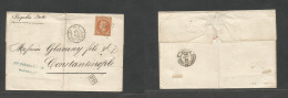 France. 1868 (12 Dec) Marseille - Constantinople, Turkey (19 Dec) E Fkd 40c Orange, Anchor Cancel + "Ligne H / Nº3" Cds - Otros & Sin Clasificación