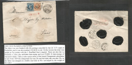 France. 1869 (26 July) Rochefort Sur Mer - Paris (28 July) Registered Multifkd Env "3171" Dots Cancels, Cds + Red Charge - Otros & Sin Clasificación