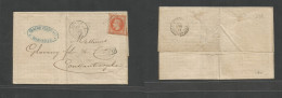 France. 1870 (10 Dec) Marseille - Constantinople, Turkey (17 Dec) E Fkd 40c Orange, Anchor Cancel + "ligne B / Nº2" Cds - Andere & Zonder Classificatie