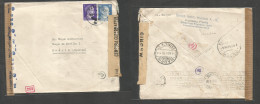 France - Xx. 1944 (2 April) Nazi Paris Occupation - Spain, Madrid (2-4 Nov) Multifkd Hitler Envelope At 26 Pf Rate, With - Otros & Sin Clasificación